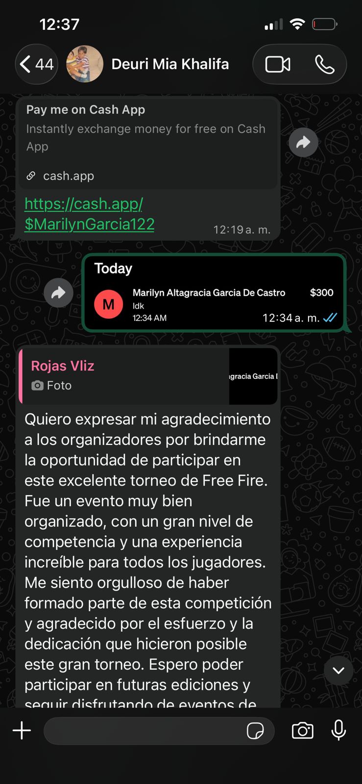 Comprobante de pago del premio